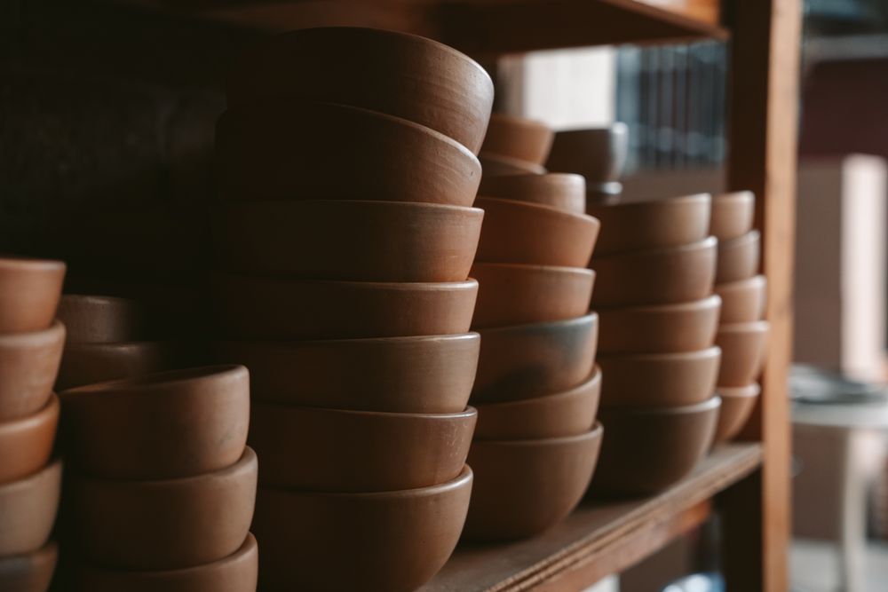 The three plates stacked and overlapping.